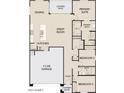 Open-concept floor plan showcasing a spacious layout with bedrooms, kitchen, primary suite, and a two-car garage at 2382 E Homesteader Rd, San Tan Valley, AZ 85140