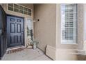 Welcoming front porch featuring a black front door, decorative accents, and ample natural light at 2579 E Camellia Dr, Gilbert, AZ 85296