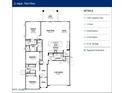 Detailed floor plan of a 3 bedroom, 2 bath home with a 2-car garage and patio, totaling 1,837 square feet at 848 W Riparian Dr, San Tan Valley, AZ 85140