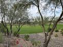 Beautifully maintained common green with walking paths, desert landscaping, and a peaceful, natural setting at 26406 N 77Th Dr, Peoria, AZ 85383