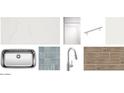 New kitchen samples featuring a stainless steel sink, cabinet, faucet, countertop, and wood-look tile at 32615 N Newby Dr, San Tan Valley, AZ 85143