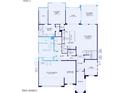 First floor plan featuring primary bedroom suite, kitchen, gathering room, den, and 2-car garage at 22543 E San Tan Blvd, Queen Creek, AZ 85142