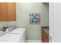 Functional laundry room with modern washer, dryer, and cabinet storage at 3233 N 37Th St # 5, Phoenix, AZ 85018