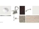 Bathroom materials featuring sink, faucet, dark wood cabinetry, stylish hardware, carpet and tile flooring at 5511 W Piedmont Rd, Laveen, AZ 85339