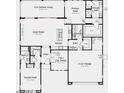 Detailed floorplan of a single-Gathering home with an open-concept living, kitchen, and dining area at 1245 W Via Las Brisas Ln, San Tan Valley, AZ 85140