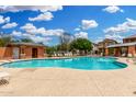 Community pool with seating, cabana, and lush landscaping, perfect for outdoor relaxation at 1689 E Elgin St, Gilbert, AZ 85295