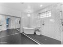 Bright bathroom with a modern tub, glass shower, and contemporary finishes at 704 E Gemini Pl, Chandler, AZ 85249