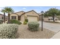 Charming front exterior with desert landscaping, featuring a well-maintained lawn and mature palm tree at 15822 W Alpine Ridge Dr, Surprise, AZ 85374
