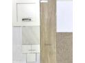 Design board showcasing cabinet doors, backsplash tiles, and flooring options for a home's interior at 23055 E Watford Dr, Queen Creek, AZ 85142