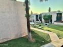 Inviting community common area with lush green lawn, mature trees, and picnic tables near the swimming pool at 1927 E Hampton Ave # 260, Mesa, AZ 85204