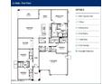 Floor plan showcasing a 2,961 square foot, 1-story home with 4 bedrooms, 3.5 baths, and a 3-car garage at 22705 E Happy Rd, Queen Creek, AZ 85142