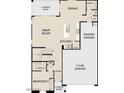 Open concept floor plan featuring a spacious great room, kitchen, tandem garage and bedroom suite at 2351 E Homesteader Rd, San Tan Valley, AZ 85140