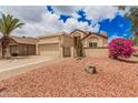 A Southwestern-style home with mature desert landscaping and an attached two-car garage at 10244 N 65Th Ln, Glendale, AZ 85302