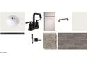 A selection of contemporary bathroom materials, like a white sink, matte faucet, and tile flooring at 32637 N Newby Dr, San Tan Valley, AZ 85143