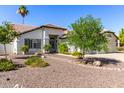 Attractive single-story home featuring desert landscaping, mature trees and a welcoming entrance at 4335 E Enrose St, Mesa, AZ 85205