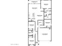 Layout featuring four bedrooms, two bathrooms, kitchen, great room, and a two-car garage at 46422 W Lander Ln, Maricopa, AZ 85139