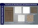 Telesto at Moonlight Interior Design Package showcasing cabinet, countertop, paint and flooring selections at 46422 W Lander Ln, Maricopa, AZ 85139