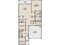 Detailed floorplan showcasing a three bedroom home with an open-concept kitchen, a two-car garage and a Primary suite at 1973 E Bucking Bronco Dr, San Tan Valley, AZ 85140