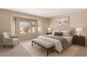 Cozy bedroom featuring a bay window, neutral color palette, and plush carpeting at 3631 E Long Lake Rd, Phoenix, AZ 85048