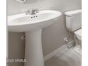 Bathroom features a pedestal sink and a modern toilet at 17615 W Palo Verde Dr, Litchfield Park, AZ 85340