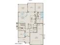 First floor plan featuring a cafe, gathering room, kitchen, den, and a three car garage at 6988 W Hedge Hog Pl, Peoria, AZ 85383