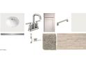 Bathroom finish selections including a sink and faucet, light gray cabinets, and wood-look plank flooring at 47706 W Moeller Rd, Maricopa, AZ 85139