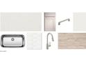 Kitchen finish selections including the countertop, cabinet, brushed steel faucet, and plank flooring at 47706 W Moeller Rd, Maricopa, AZ 85139