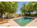 Backyard pool with a relaxing lounge area surrounded by a fence at 7169 S Dodane Ct, Gilbert, AZ 85298