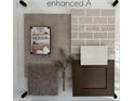 Neutral interior design featuring a tile backsplash, carpet, countertop, wood cabinet, and wall paint samples at 25130 N 156Th Ln, Surprise, AZ 85387