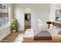 Cozy bedroom featuring a large window, closet, neutral walls, and plush carpet at 10242 N 66Th Ave, Glendale, AZ 85302