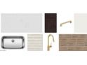 Selection of kitchen finishes including a stainless steel sink, quartz countertop, and wood-look flooring at 15785 W Beryl Ave, Waddell, AZ 85355