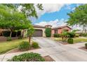Well-manicured front yard leads to this single-Gathering home with lush landscaping, mature shade trees, and a private gated entry at 20532 W Summit Pl, Buckeye, AZ 85396