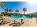 Community pool surrounded by palm trees and lounge chairs, creating a resort-like atmosphere at 8313 E Impala Ave, Mesa, AZ 85209