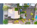 A captivating aerial view showcasing the home's layout, landscaping, pool, spa, and outdoor amenities at 7230 W Pershing Ave, Peoria, AZ 85381