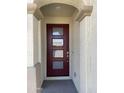 Stylish front door with glass panels allowing natural light, set within a covered entryway with architectural columns at 24146 N 162Nd Ln, Surprise, AZ 85387