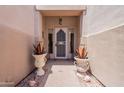 Covered home entrance with light beige walls, decorative planters and a secured front door at 14806 E Lookout Ledge --, Fountain Hills, AZ 85268