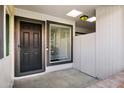 Inviting entryway with a modern black front door and a window that adds natural light to the space at 195 N Cottonwood St # 26, Chandler, AZ 85225
