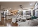 Spacious living room featuring hardwood floors, neutral tones, and open floorplan is perfect for gatherings at 3237 E Park Ave, Gilbert, AZ 85234