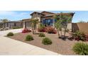 Beautifully landscaped yard with lush bougainvillea plants and other mature plants and rock groundcover at 8350 W Carole Ln, Glendale, AZ 85305