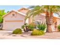 Attractive one-story house with desert landscaping including palm trees at 9248 E Blanche Dr, Scottsdale, AZ 85260