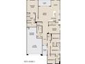 Open-concept floor plan featuring a large great room, kitchen, three bedrooms, and a two car garage at 47214 W Cansados Rd, Maricopa, AZ 85139
