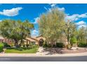 Inviting home featuring mature trees, lush landscaping, and a well-manicured lawn creating serene curb appeal at 7734 E Monica Dr, Scottsdale, AZ 85255