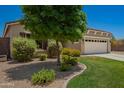 Landscaped front yard with green grass and desert plants enhancing the home's curb appeal at 5735 S Cloverdale Ln, Gilbert, AZ 85298