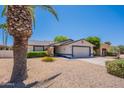 Lovely home boasting a neutral exterior with desert landscaping, including palm trees and gravel at 9339 E Sun Lakes N Blvd, Sun Lakes, AZ 85248