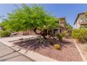 Attractive two-story home with well-maintained desert landscaping and a shade tree in the front yard at 3274 E Denim Trl, San Tan Valley, AZ 85143