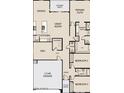 Detailed floorplan exhibiting the layout with a kitchen, primary suite, and two-car garage at 24104 W Bowker St, Buckeye, AZ 85326
