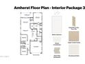 Amherst floor plan showcasing an open concept design with three bedrooms, two bathrooms, and a two-car garage at 7370 W Buckhorn Trl, Peoria, AZ 85383