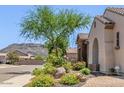 Beautiful home exterior featuring desert landscaping, mountain views, and a brick driveway at 5541 W Desperado Way, Phoenix, AZ 85083