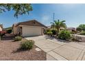 Wide driveway leading to a two-car garage, complemented by desert landscaping for an attractive exterior at 3755 E Hazeltine Way, Chandler, AZ 85249