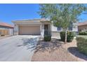 Lovely home with a xeriscape front yard, mature trees, and a two-car garage with a long driveway at 41004 W Crane Dr, Maricopa, AZ 85138